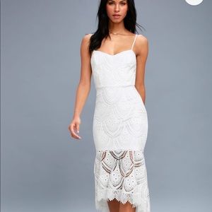 Lulus, small white lace midi dress